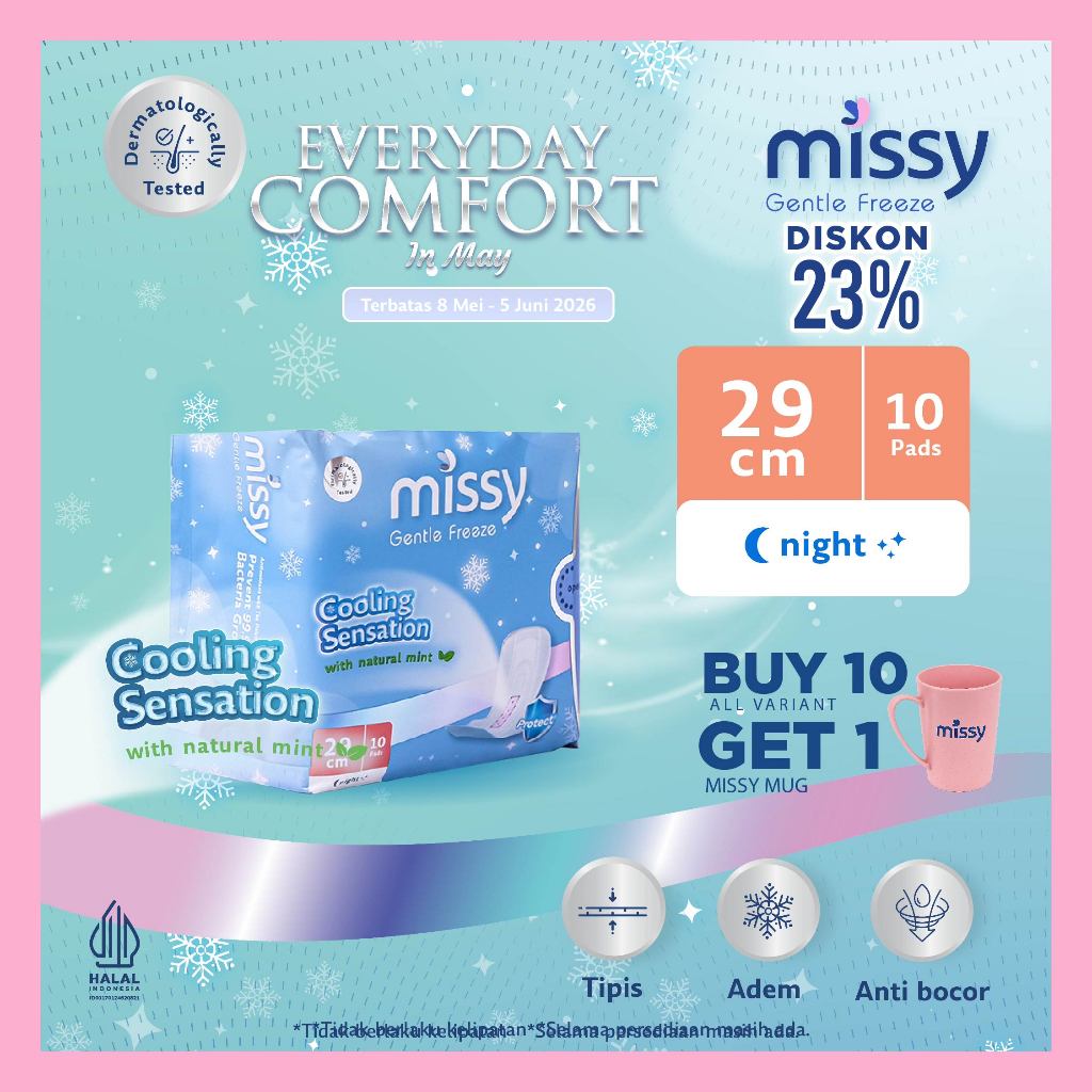 Pembalut MISSY NIGHT / Pembalut HERBAL Kesehatan  Wanita Bersalin / Wings 290mm 10 pads / Perawatan 