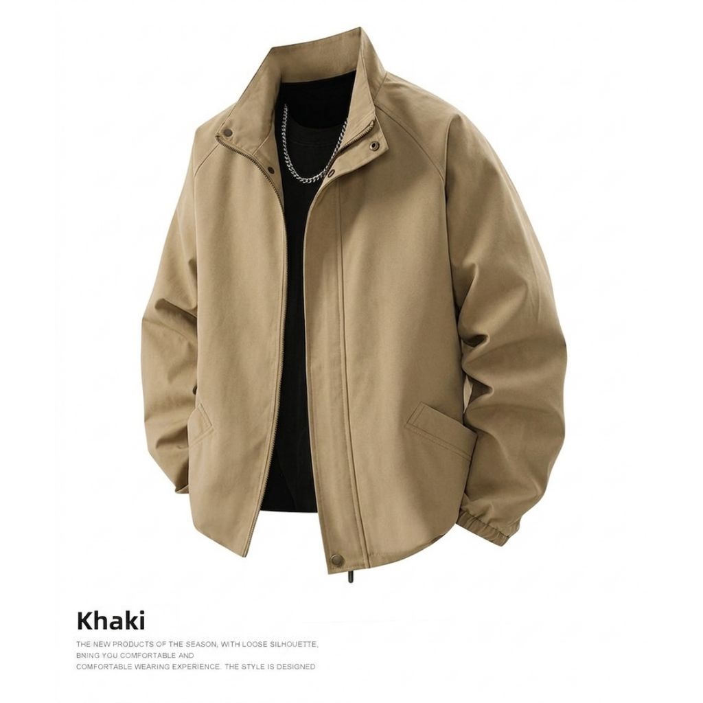 ​Jaket Harrington Pria Korean Style Jacket Casual Polos Coach Windbreaker Stand Collar Premium