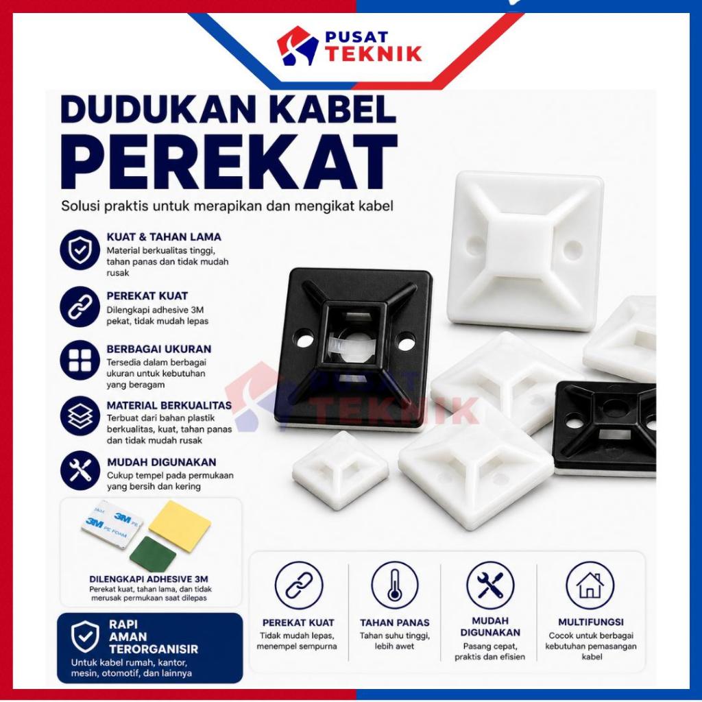 Tie Mount 20x20 25x25 30x30 Mount Ties Pengikat Kabel Dudukan Kabel Ties