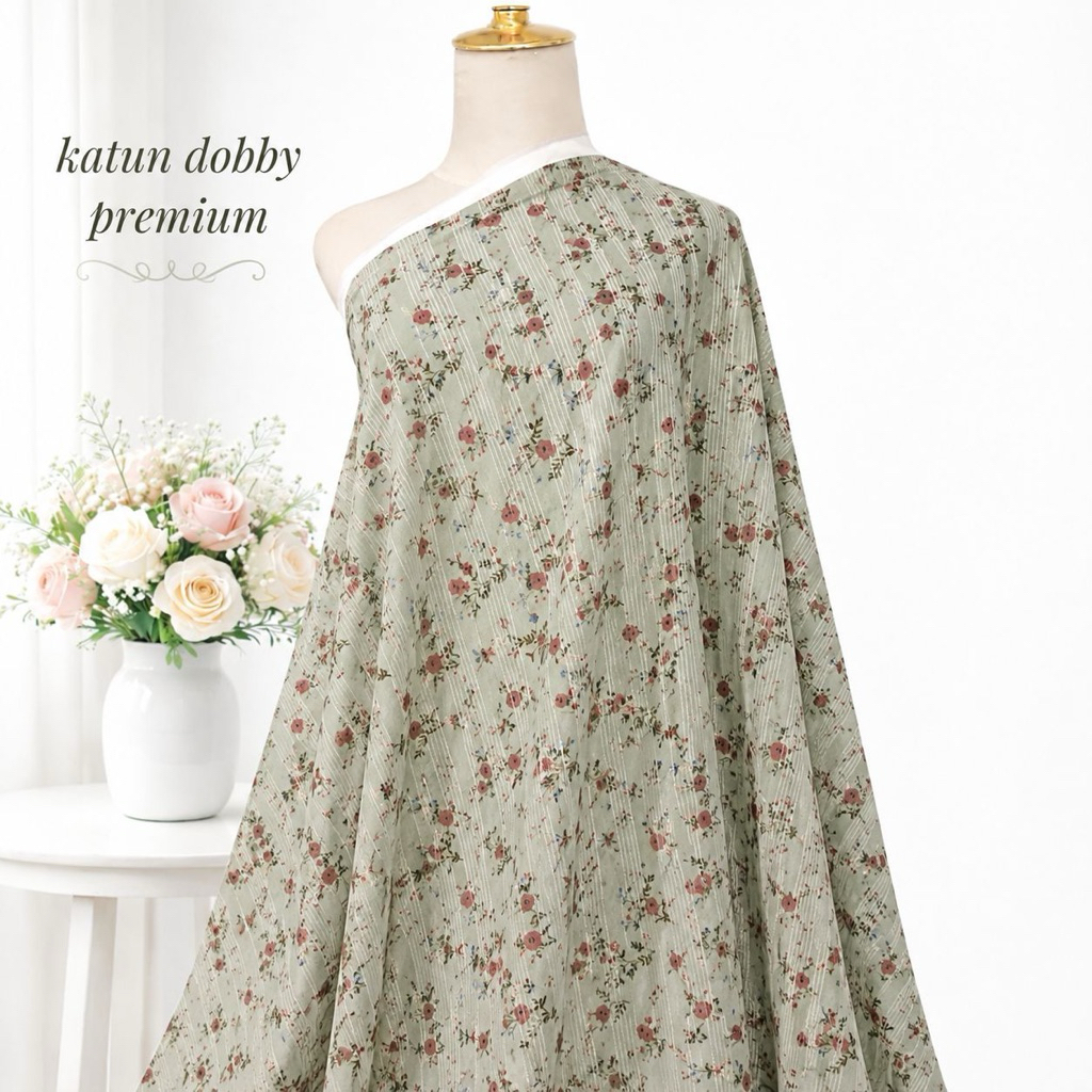 kain katun dobby premium motif bunga kecil