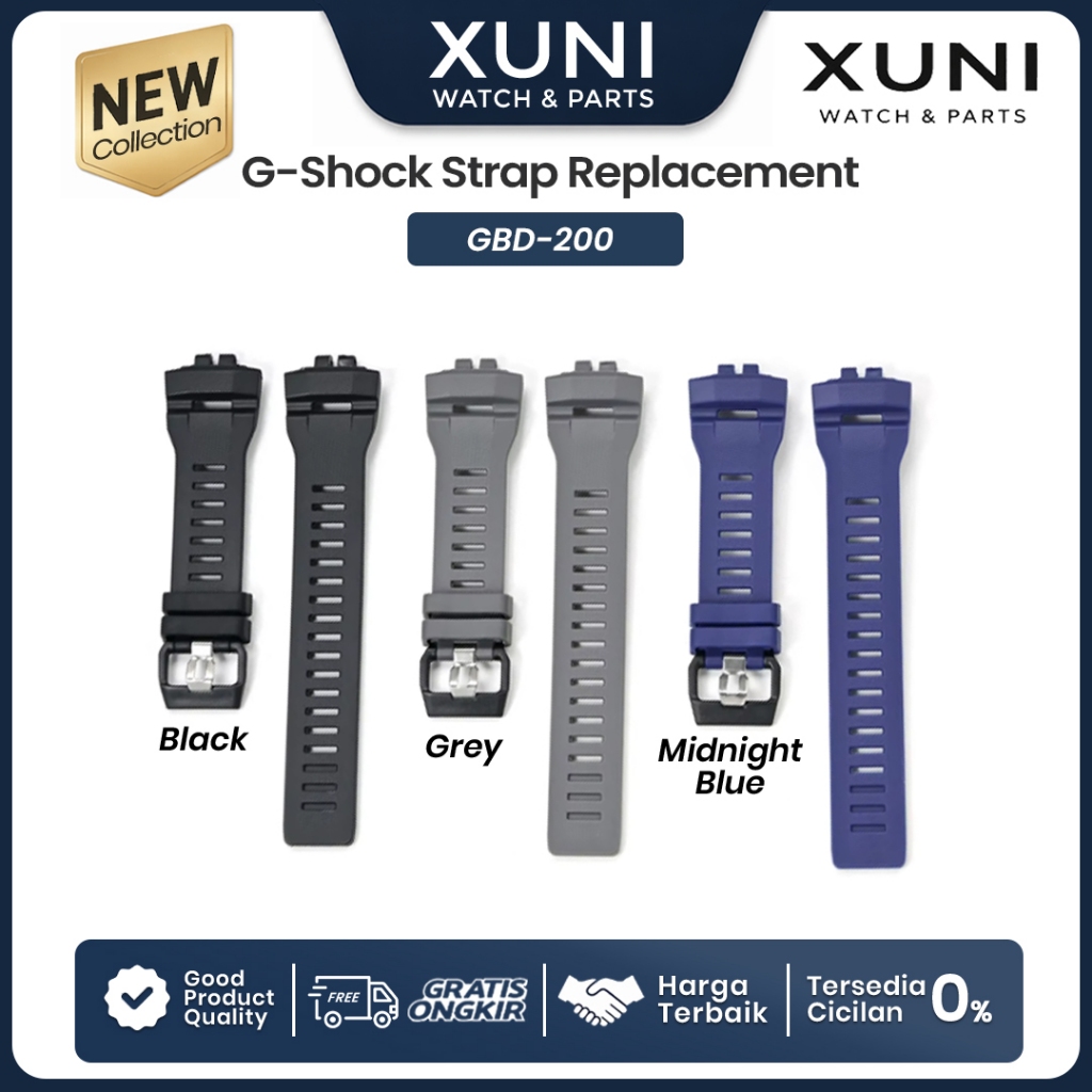 Tali Karet Rubber Strap Jam Tangan Casio GShock G-Shock GBD-200 GBD200 GBD-200-1 GBD 200