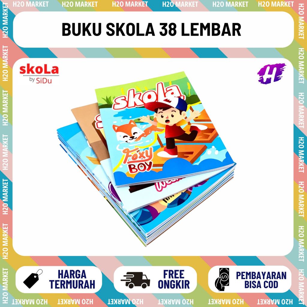 [H2O] Buku Tulis Skola by SIDU 38 Lembar Sinar Dunia Per pcs Isi 1 Pc / Buku Tulis