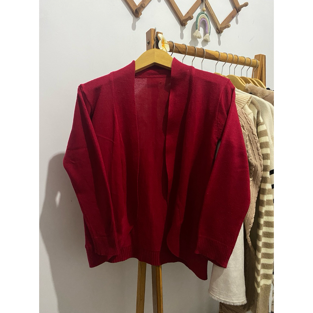 Cardigan outer merah maroon