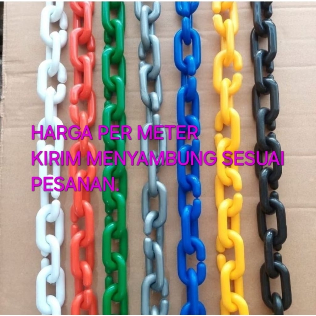 Rantai Plastik Besar 12 mm Rante Talang Antrian Distro Baju / Rante PVC Aneka Warna