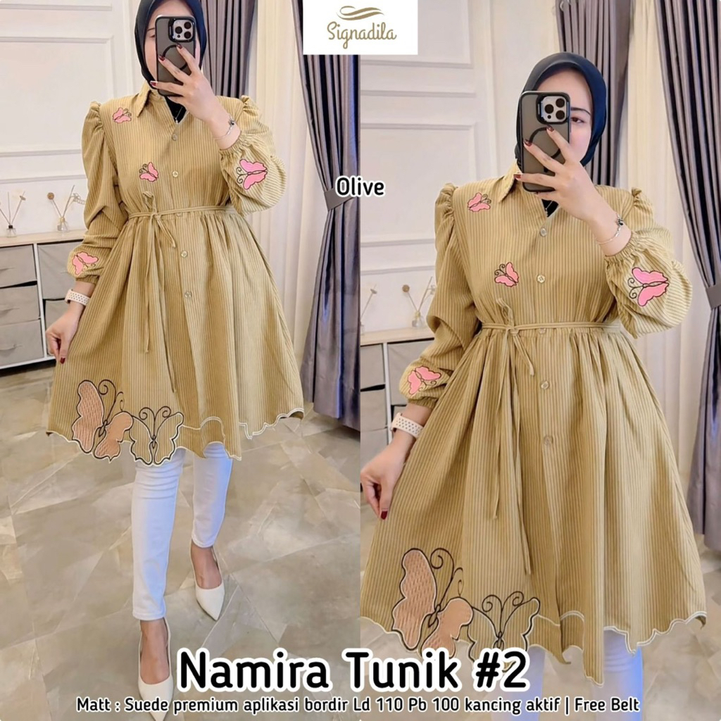 NAMIRA TUNIK #2 ORIGINAL BY SIGNADILA tunic suede premium aplikasi bordir cantik elegan | GRENY LONG
