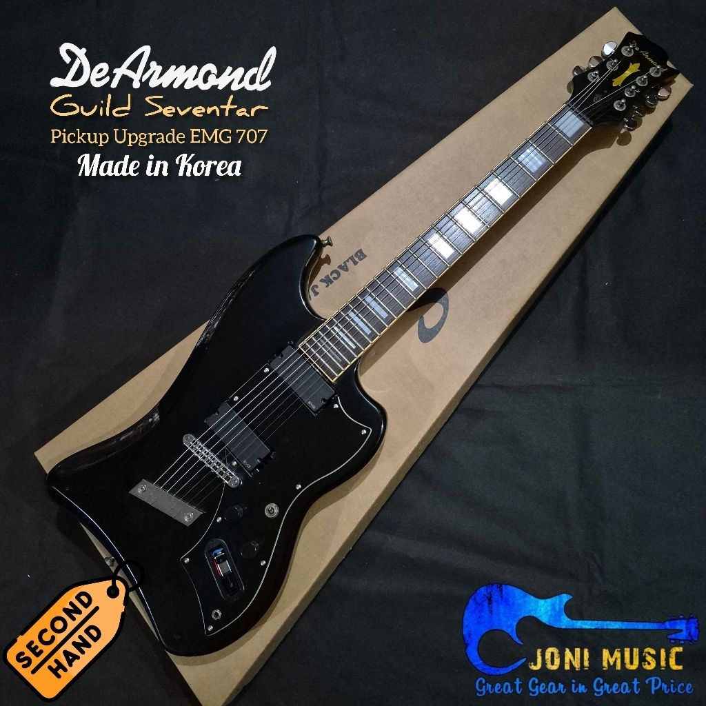 Gitar DeArmond Guild Sevenstar 7 Strings Pickup Aktif EMG 707 black