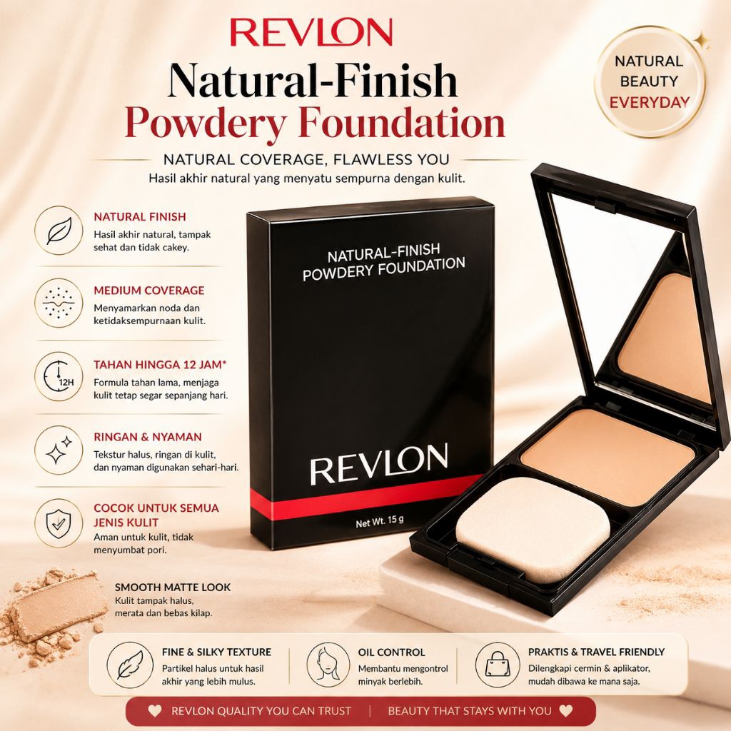 Revlon Narural Finish Powdery Foundation / Revlon Bedak Padat Basah