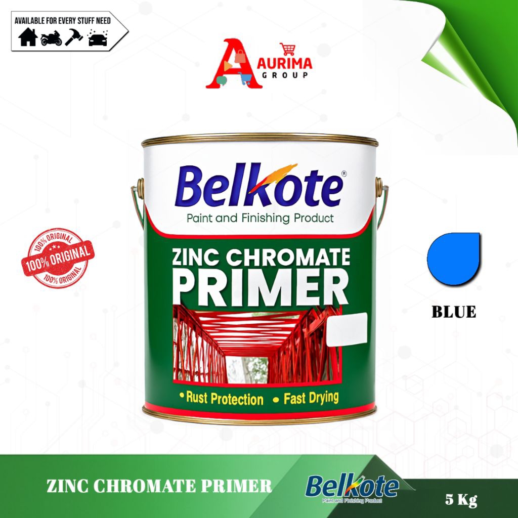 BELKOTE ZINC CHROMATE PRIMER BLUE 5KG - CAT PRIMER ANTI KARAT KUALITAS PREMIUM ORIGINAL