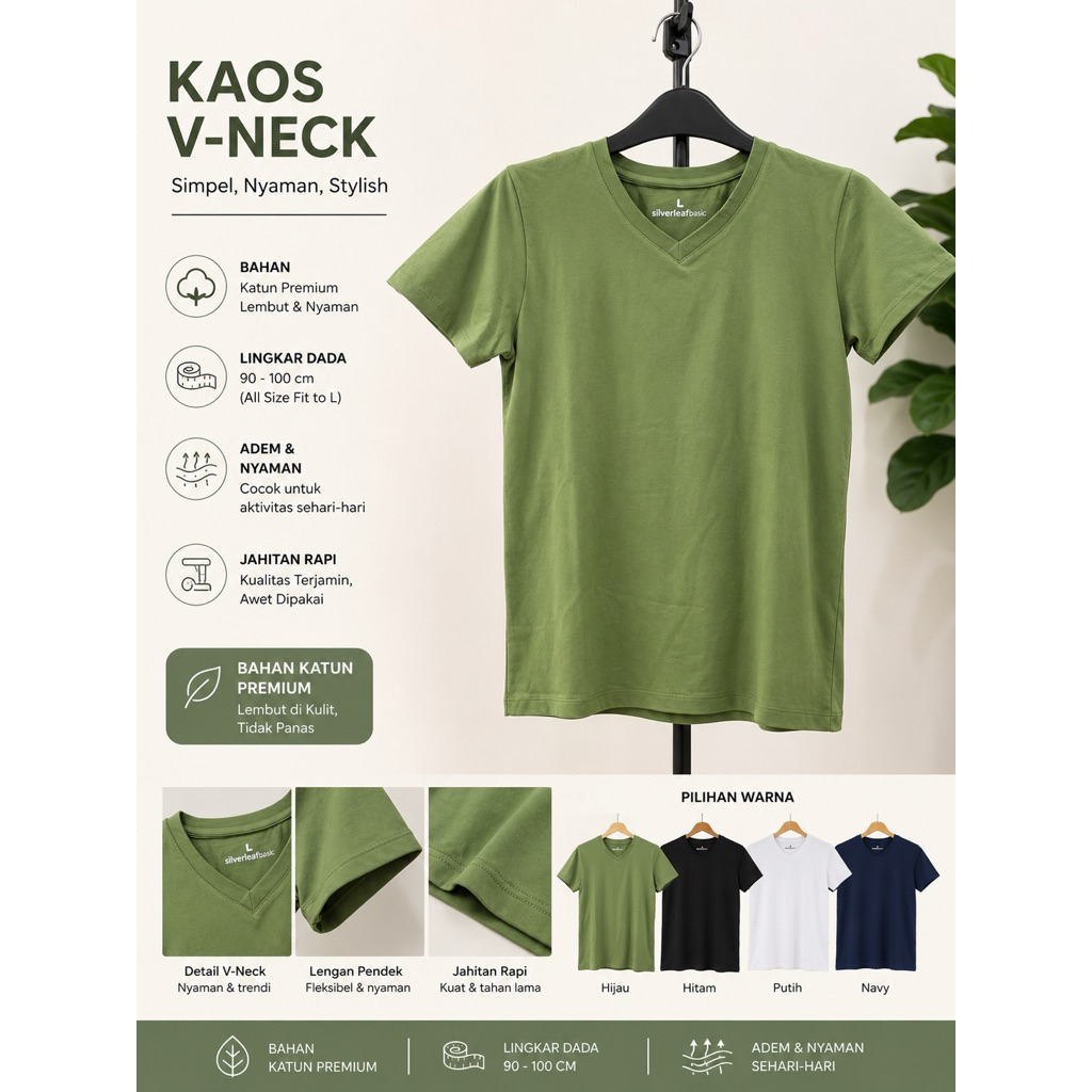 KAOS WANITA V-neck Ld 94-105 HIJAU