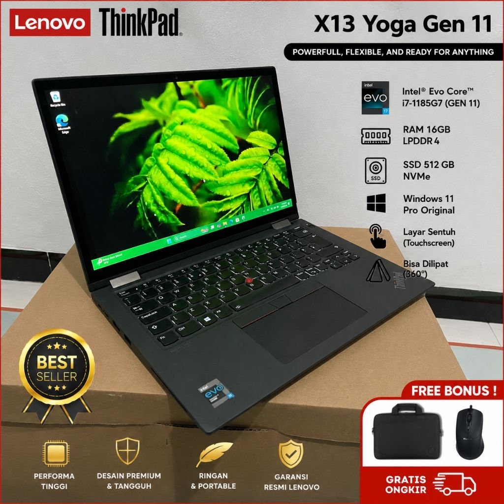 LAPTOP LENOVO THINKPAS X13 YOGA GEN 11 || BISA DILIPAT || LAYAR SENTUH || MULUS MURAH
