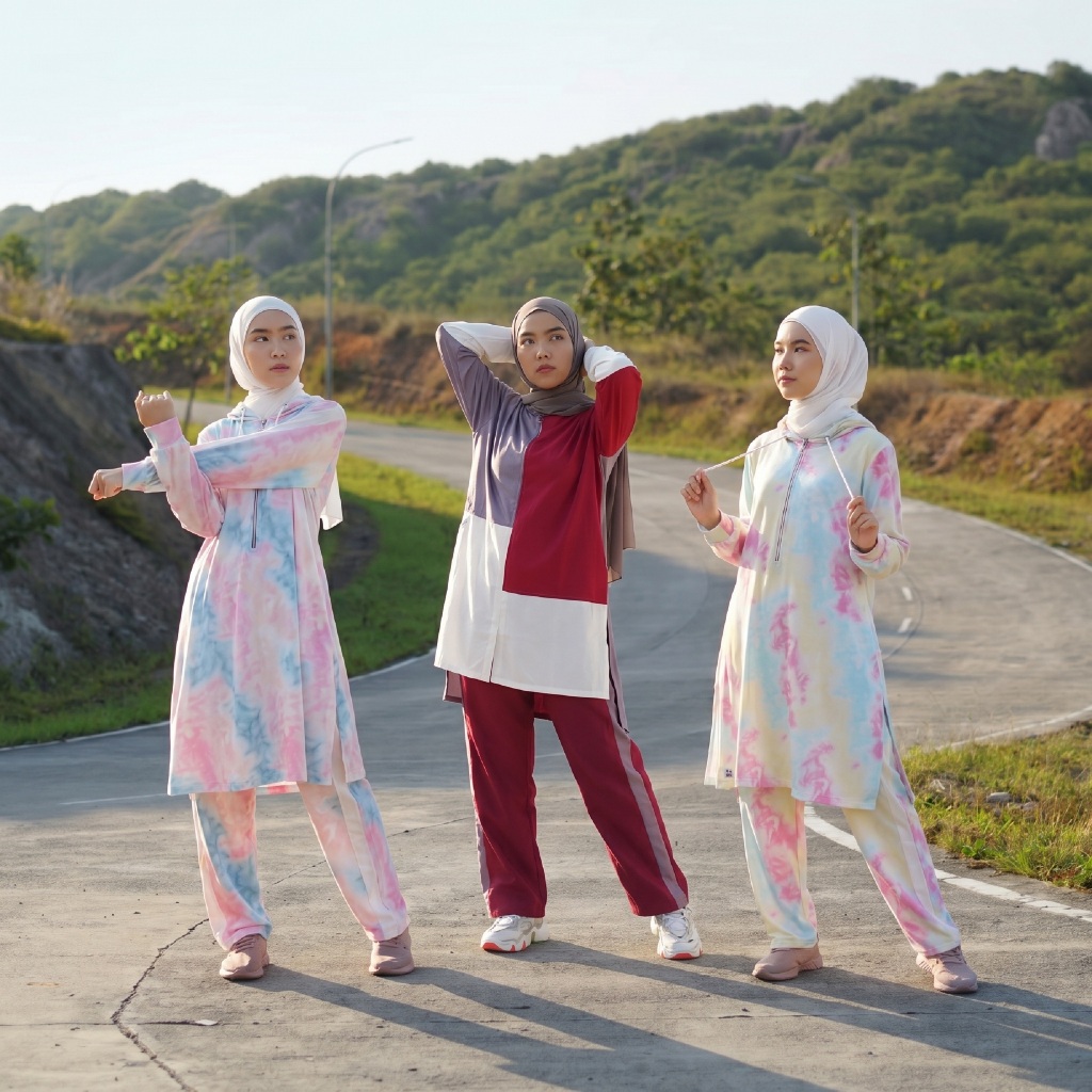 Setelan Baju Olahraga Wanita Muslimah Gowes Senam Joging One Set Khayra Ceisya Nubua