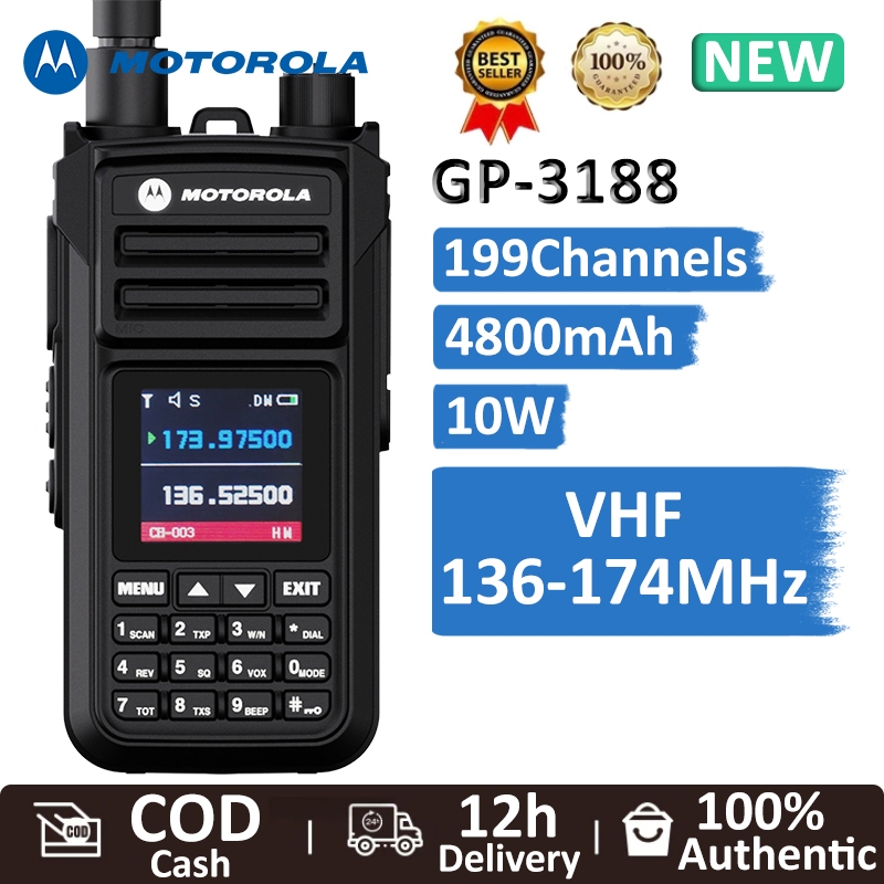 MONOLOZ - Lifetime Warranty HT MOTOROLA GP3188 Walkie Talkie Jarak Jauh 20KM Two Way Radio 10W VHF