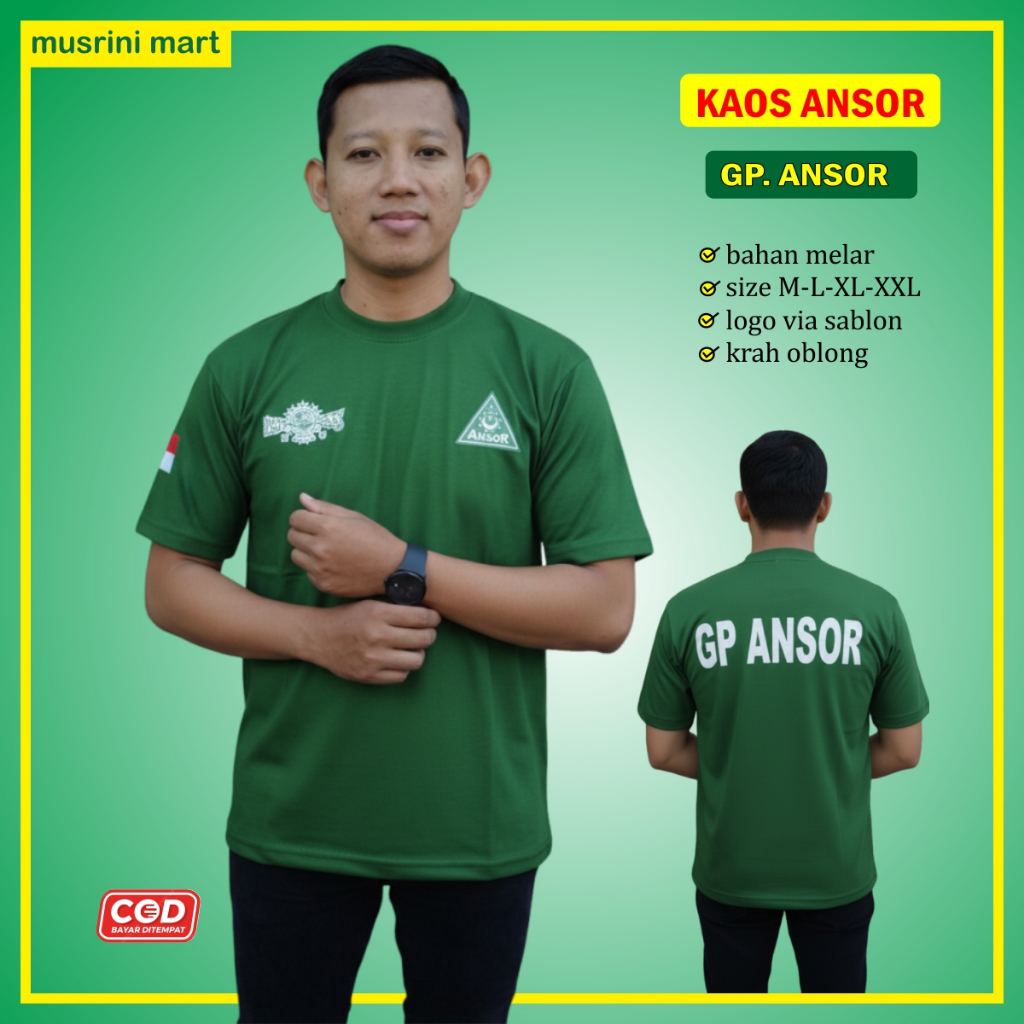 Kaos Ansor Banser Pendek Bagus Murah Musrini Mart