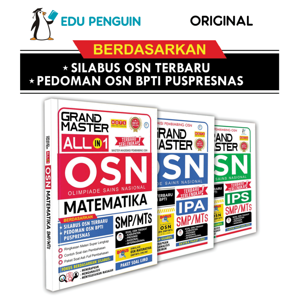 Buku OSN SMP | NEW Grand Master OSN Matematika - IPA - IPS SMP/MTs Terbaru Terlengkap
