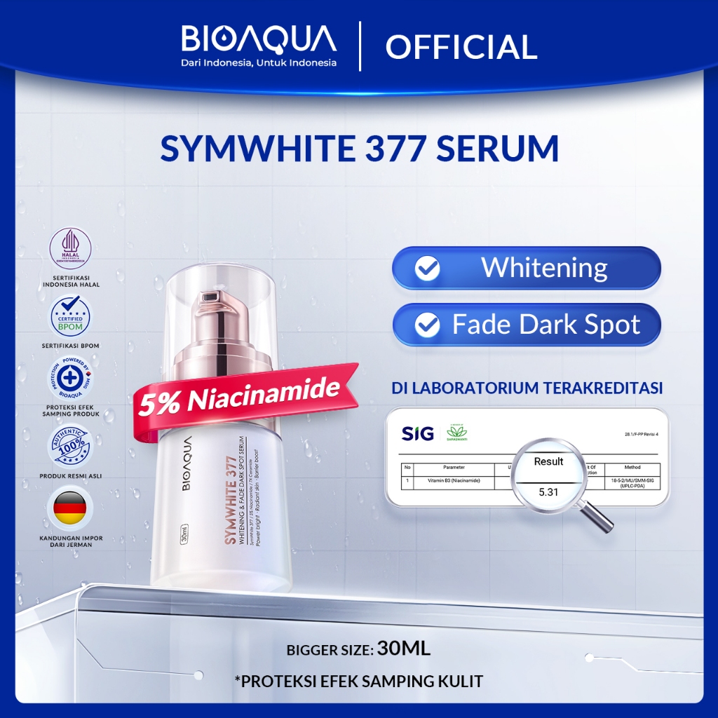 BIOAQUA SymWhite 377 Whitening & Fade Dark Spot Serum Flek Hitam Serum Wajah Glowing Pemutih Wajah 3