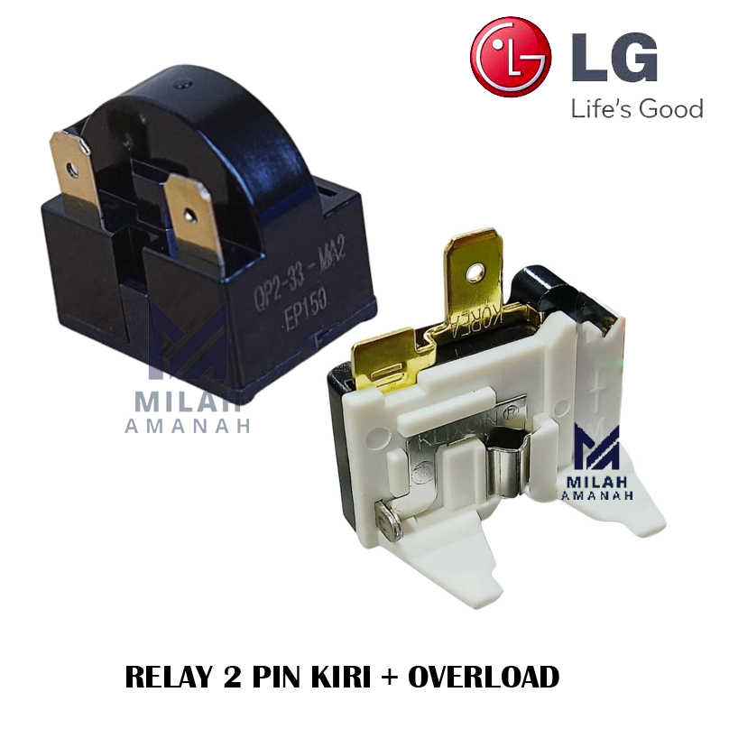 Relay 2 Pin Kiri + Overload Kulkas LG 1 Pintu / 2 Pintu | Relay Ptc Kulkas LG
