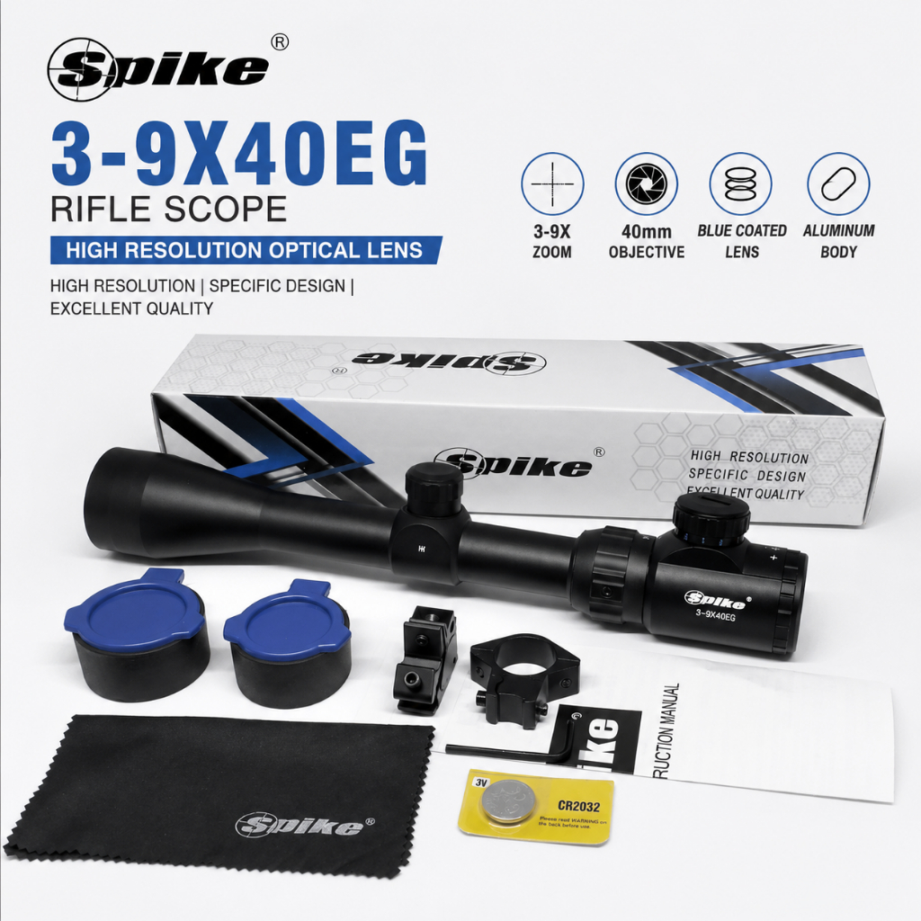 Teleskop Spike 3-9x40EG - Tahan Getar, Lensa Biru Premium