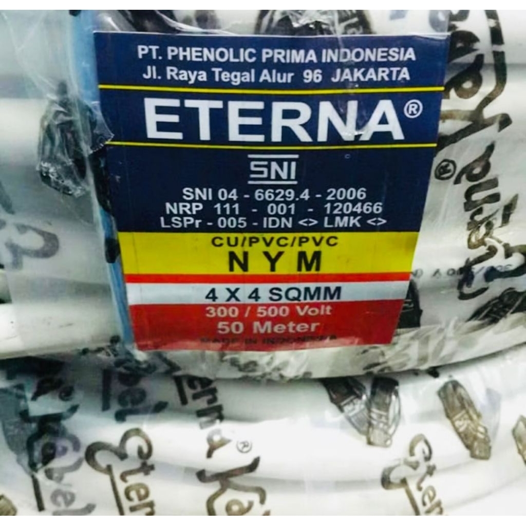 Kabel Listrik NYM 4x4mm Eterna Meteran Eceran