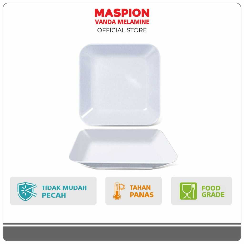 Maspion Vanda Melamin Piring Kotak Polos 8 Inch