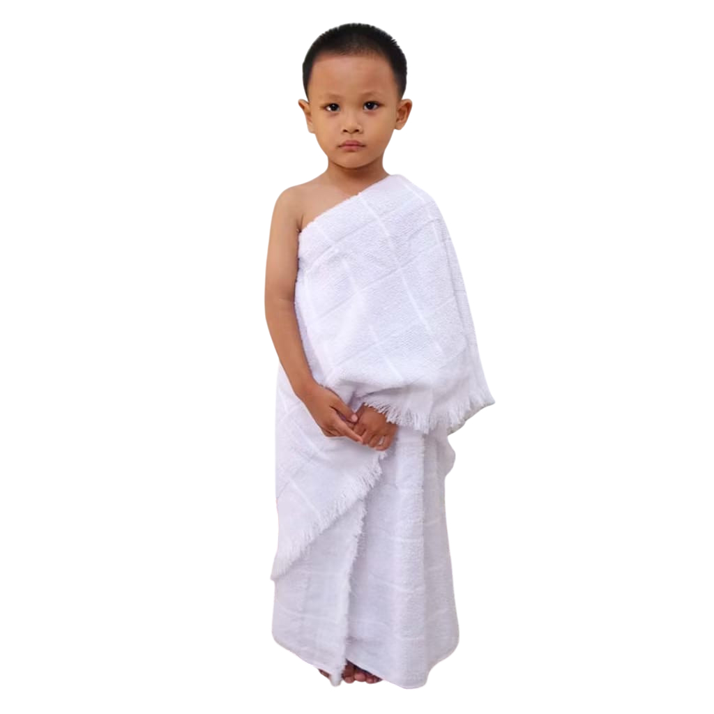 SATU SET BAJU HAJI ANAK IHROM KAIN BAJU MANASIK HAJI UMROH TK ANAK LAKI BAHAN HANDUK