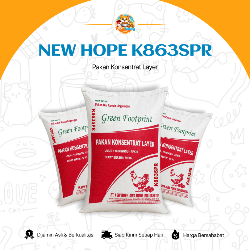 New Hope K863SPR - Pakan Konsentrat Layer | Pakan Ayam Petelur Umur 18 Minggu–Afkir | 20KG - 50KG | 