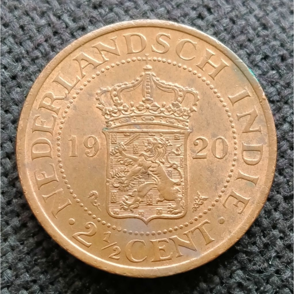 Koin Kuno Ned Indie Zaman Belanda 2.5 Cent Benggol tahun 1920 Lustre Kinclong