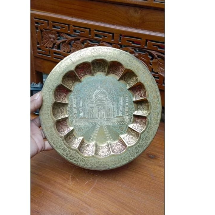 piring kuningan antik india vintage