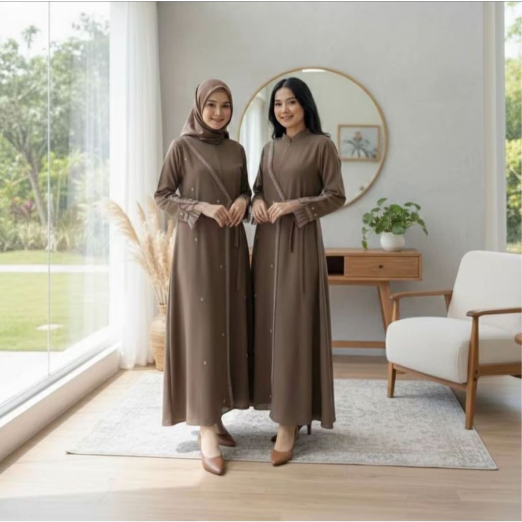 Elsyra Abaya aplikasi Swaroski Gamis wanita kekinian LABEL MADANI