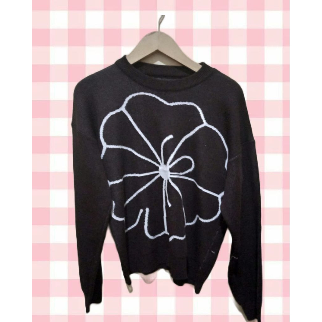sweater flower plumeria ganeva rajut. KOREAN STYLE MOTIF BUNGA JUMBO | LONG CARDIGAN BIG SIZE