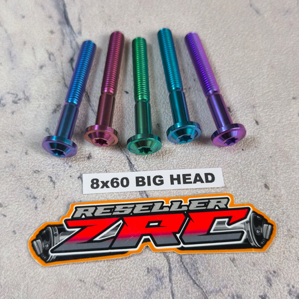 Baut Probolt Titanium M8x60 Bighead Drat 12 Panjang 6cm / baut titanium m8x60 bighead titanium
