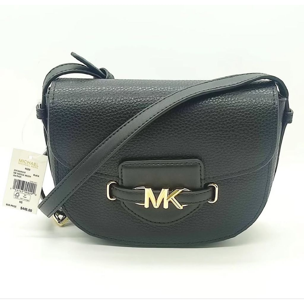 MK REED SMALL SADDLE XBODY LEATHER BLCK