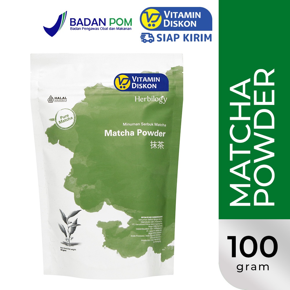 Herbilogy Matcha Powder | Teh Hijau Menjaga Kesehatan Tubuh & Kulit BPOM 100gr