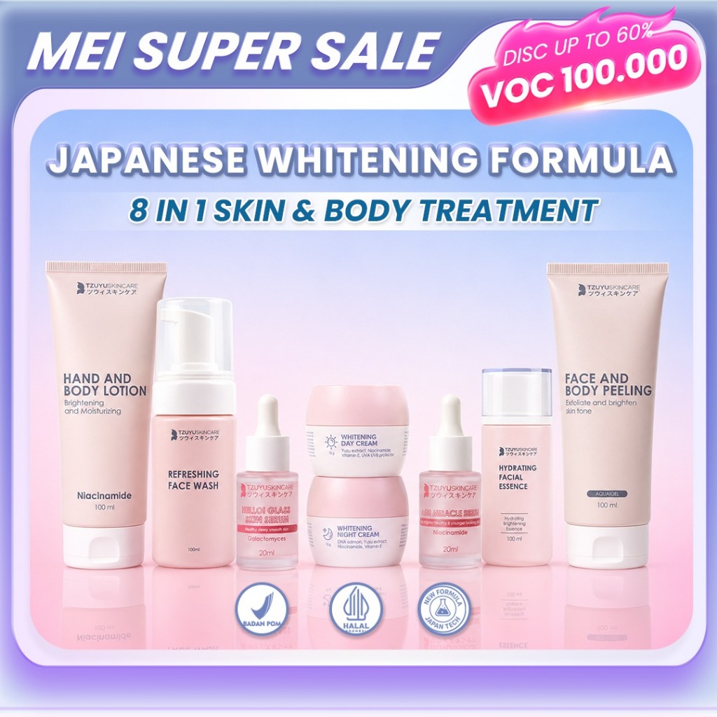 TZUYU SKINCARE Paket Eighty  Wajah Glowing Whitening Ultimate Luminous Serum Cream Face Wash 8 Pcs