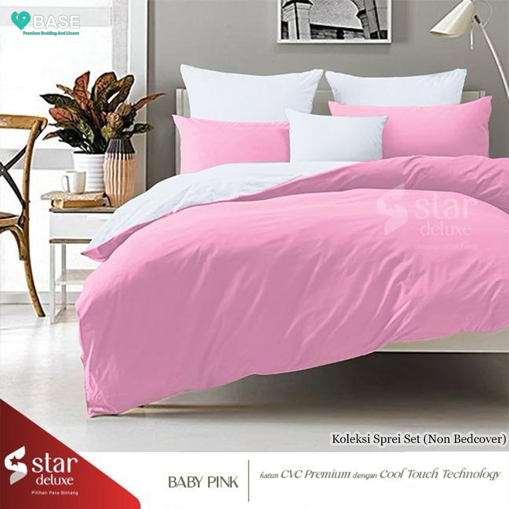 Sprei Set 180x200 Star Katun CVC Polos - BASE Nature King No 1