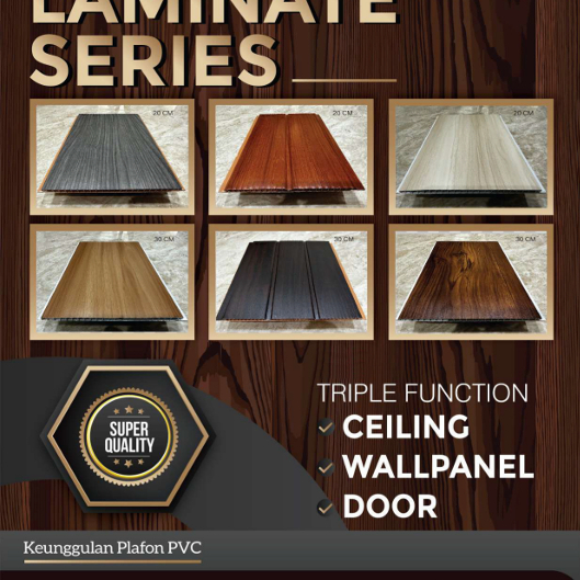 JAVAFON Laminated Series Plafon PVC Natural Wood | Lebar 20cm, Tebal 8mm | Wajib Chat Admin Sebelum 