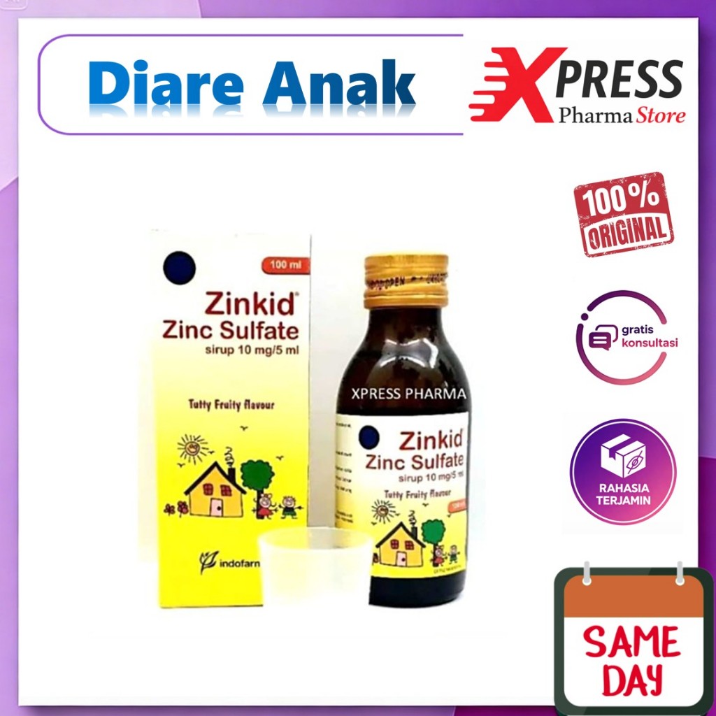 XPRESS   Zinkid SIRUP 100 ml Obat Diare Anak Kid Zinc Zink Zinkkid Zinckid Botol Cair
