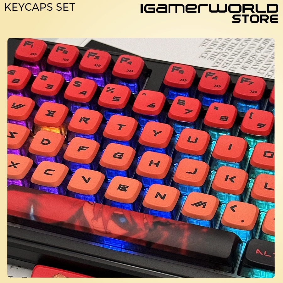 Keycap Puding Anime Translucent Evangelion Gundam Kaiju PBT PC Dyesub MDA Profile 122 keycaps For Me