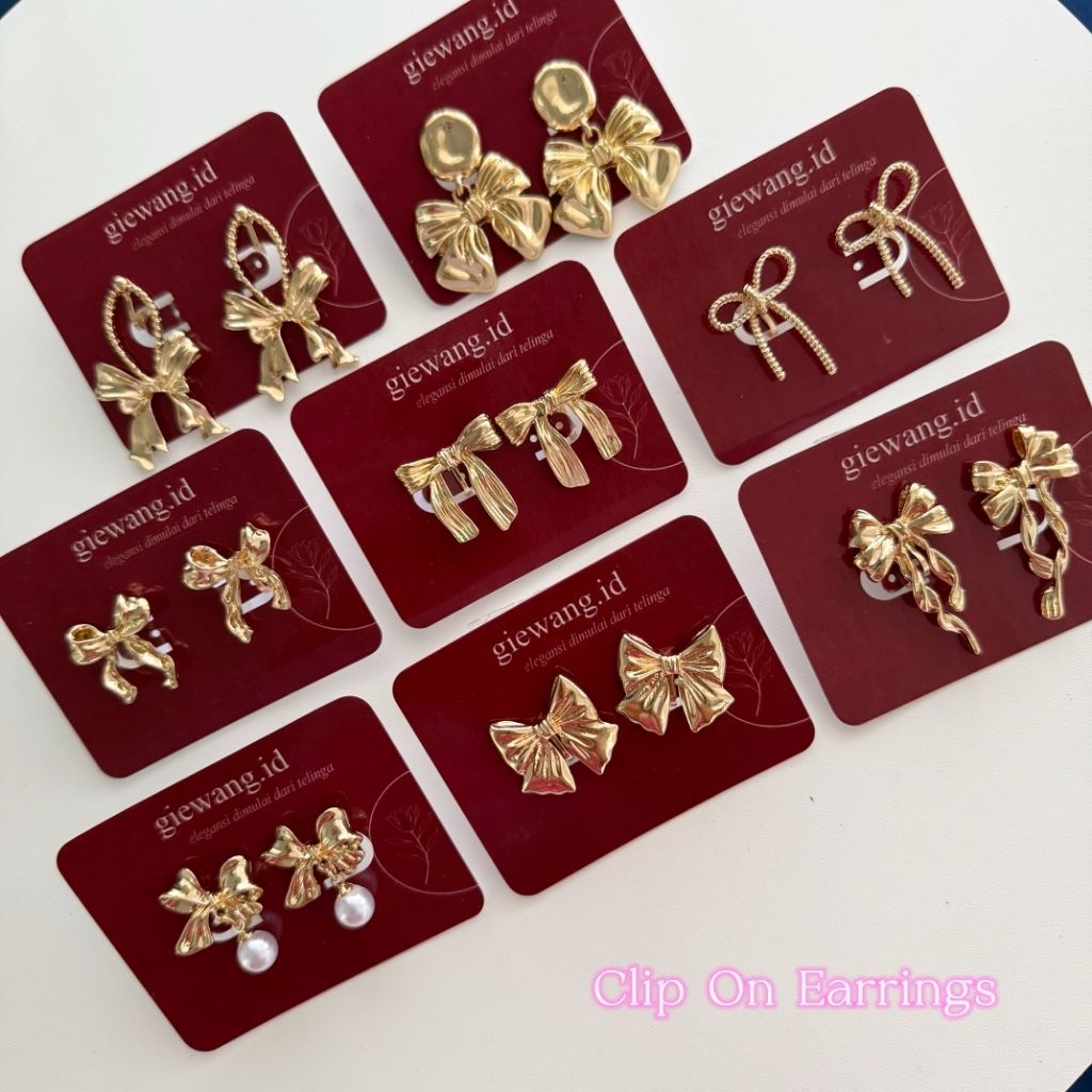 Anting Klip Tanpa Tindik Model Pita Emas
