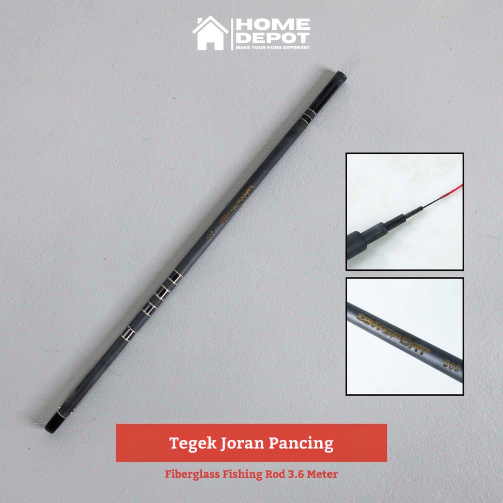 Tegek Joran Pancing Fiberglass Fishing Rod 3.6 Meter