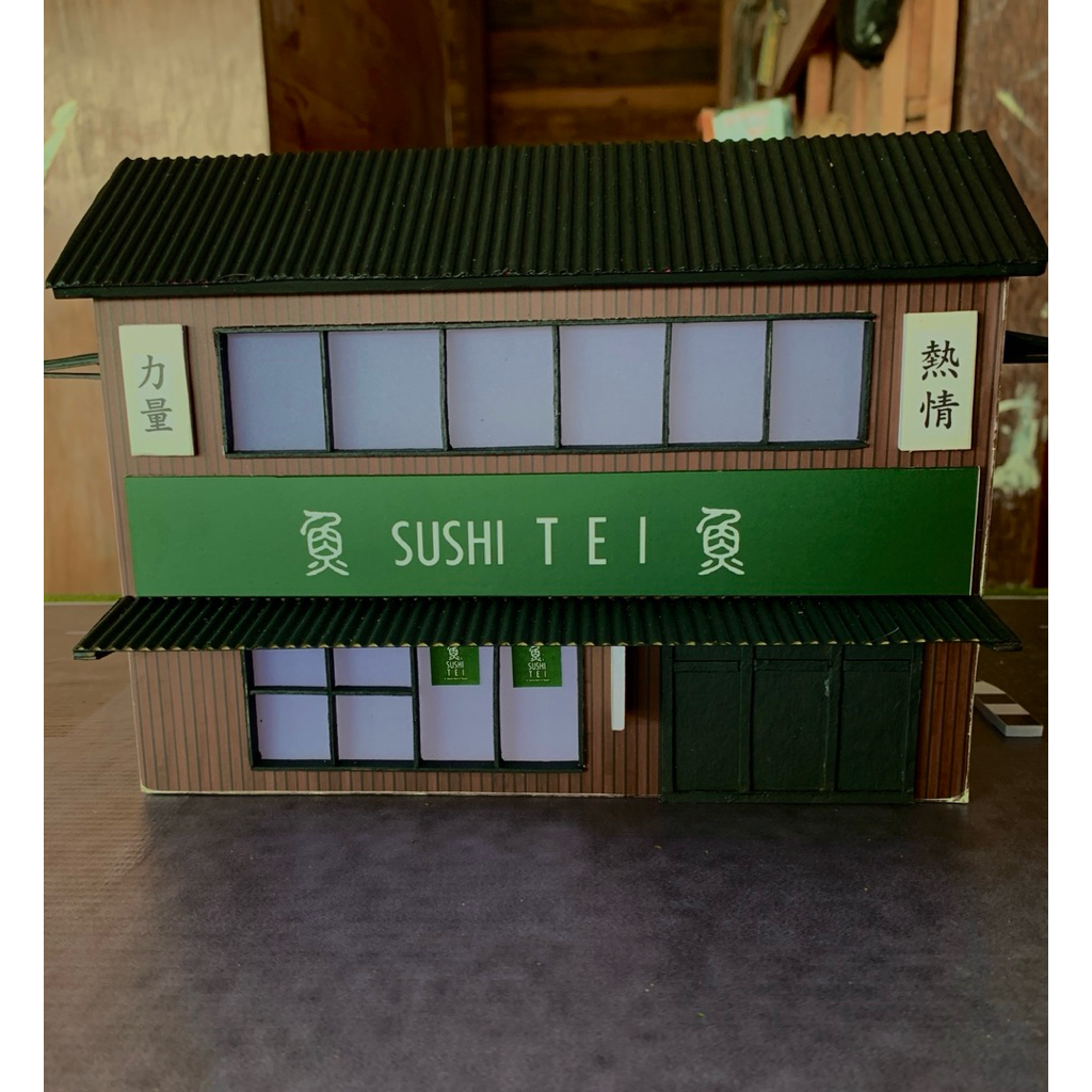 miniatur maket resto sushi ramen gedung hotwheels diorama 1:64 rumah