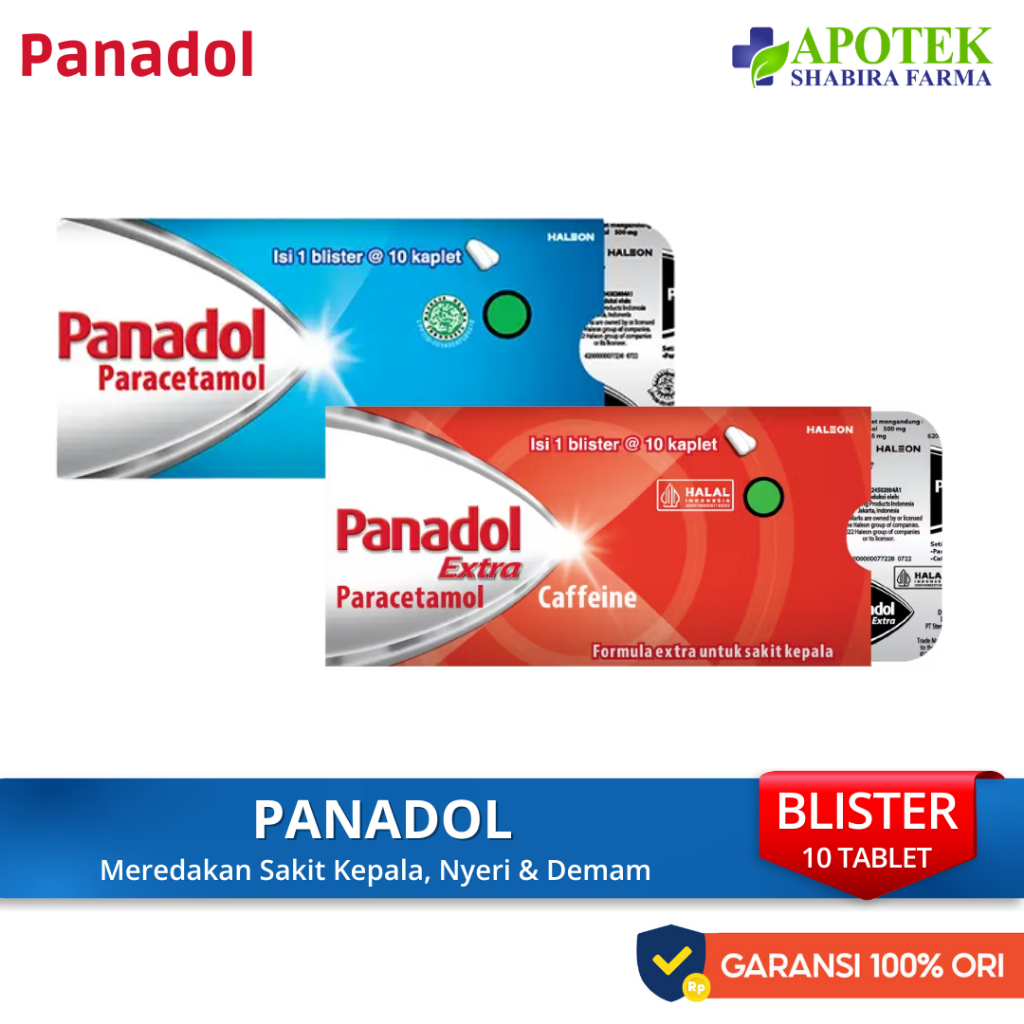 Panadol Paracetamol & Extra Paracetamol Kafein Bubuk Kapsul 10 Tablet Halal