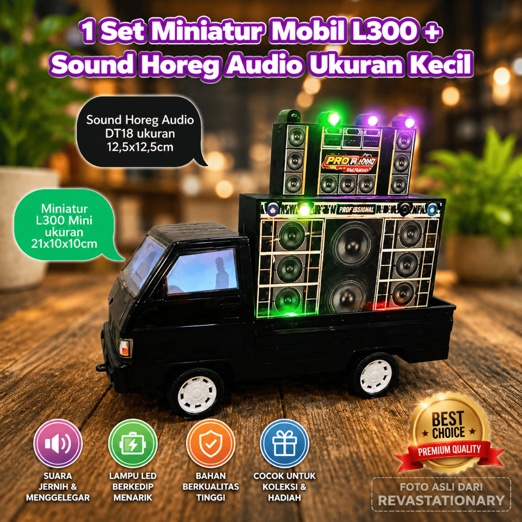 1 Set Mainan Miniatur Mobil Pickup L300 + Sound Horeg Audio Ukuran Mini/Paket Lengkap L300 Ukuran Ke
