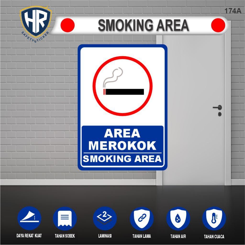 Stiker Smoking Area / Area Merokok | Sticker Ruang Merokok K3 Waterproof UV Tahan Lama