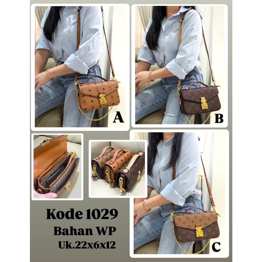 TAS SLEMPANG MINI WANITA KULIT WATERPROOF FREE TALI PENDEK RANTAI