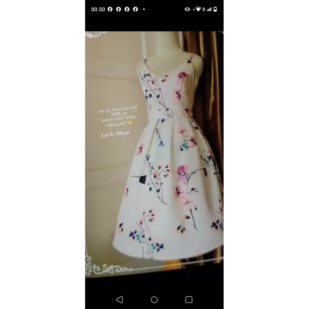 Kawaii Dress White Flower Pattern Floral Vintage