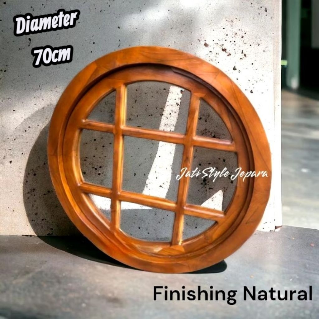 Kusen Jendela Bulat Diameter 70cm kayu Jati Solid Tpk Grade A