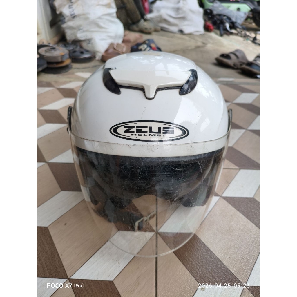 helm helmet half face double visor zeus original ori second bahan