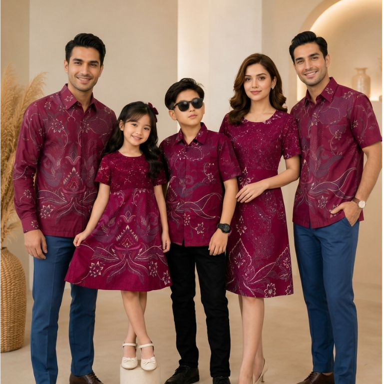 Baju Batik Couple Dress Brokat Lengan Pendek Kemeja panjang Baju Pasangan Dress Brokat