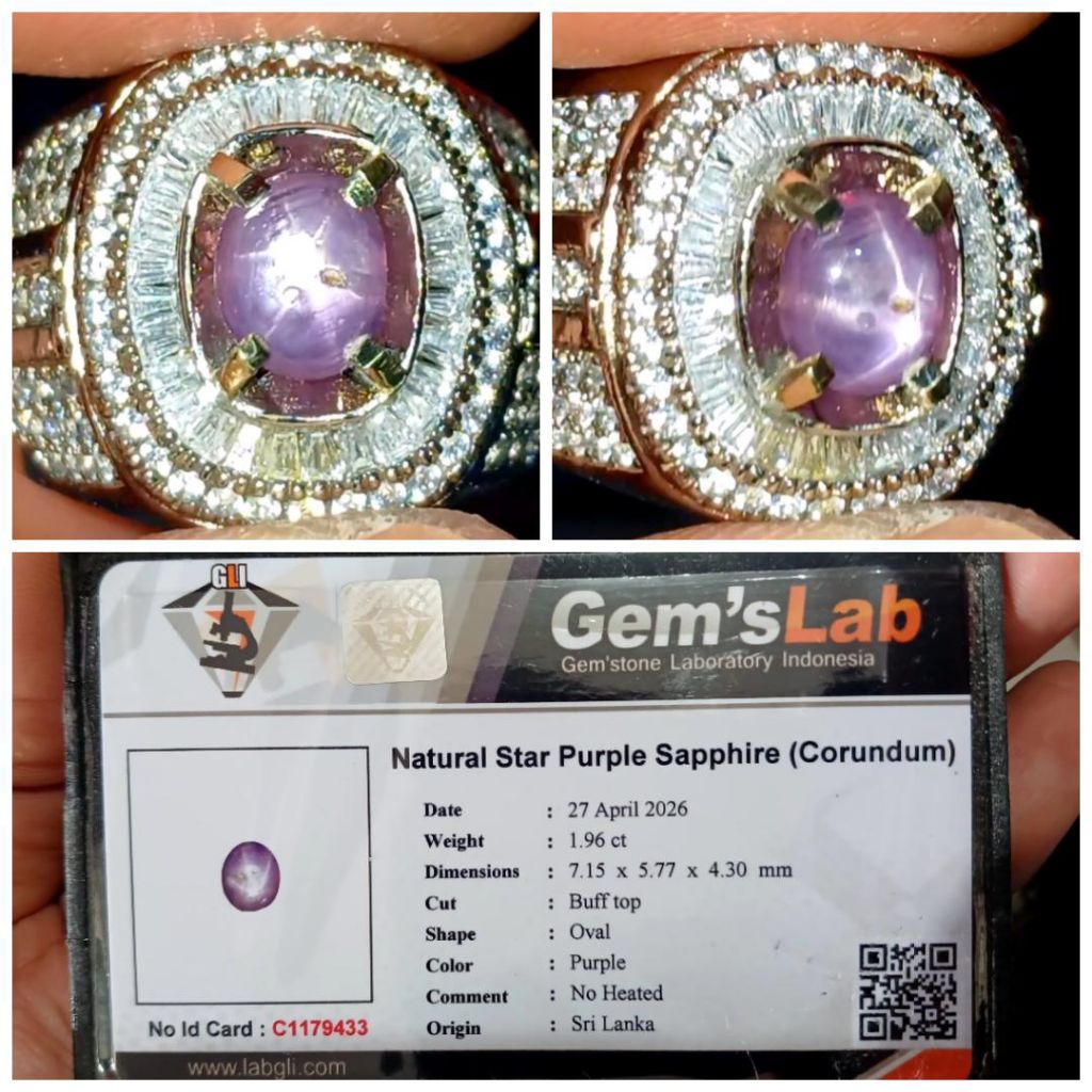 Purple Sapphire Star Srilanka memo GLI