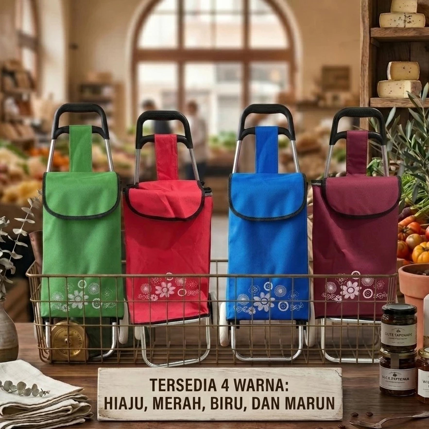 JESLA LIVING Troli Belanja Lipat Portable Tas Troli Belanja Dengan 2 Roda Minimalis Trolley / Troli 